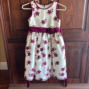 Floral Kids Dress with burgundy Accents